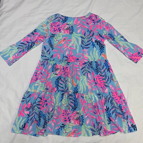 Lilly Pulitzer Mini Geanna Dress Porto Blue You’ve Been Spotted Size L 8-10, EUC - Picture 2 of 9